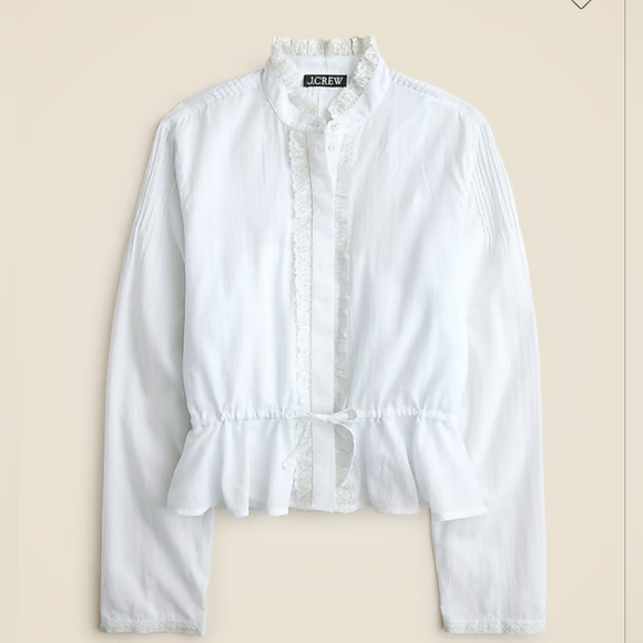 J. Crew Tops - J. Crew Lace-trim cinched-waist top in cotton voile